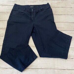 Women’s Blue Navy Anne Taylor LOFT Trousers Slacks Pants Size 4 Curvy Crop